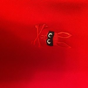 Men’s Psycho Bunny polo  bright red like new special black bandit bunny logo